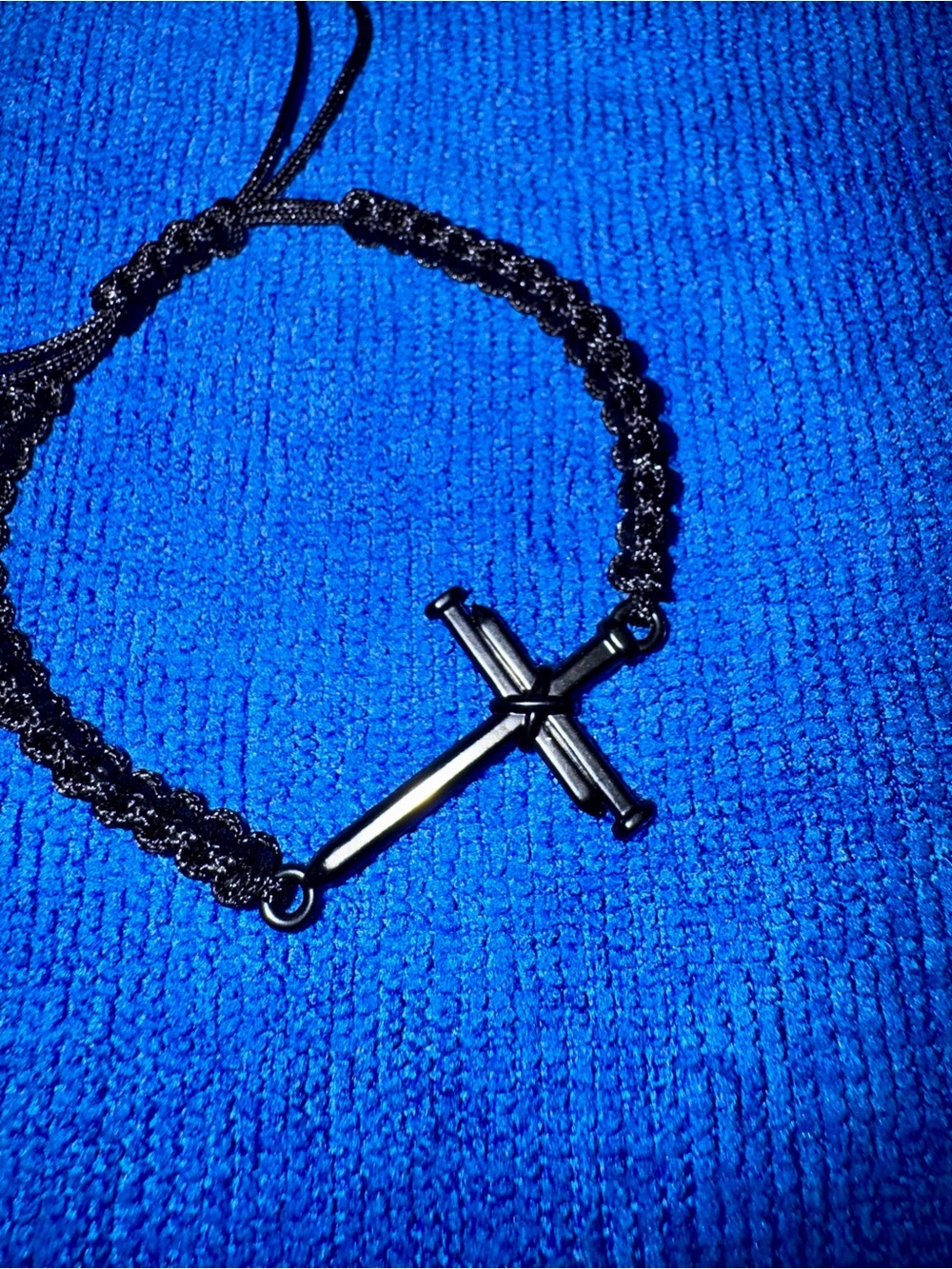 Handmade Black Cross Charm Bracelet